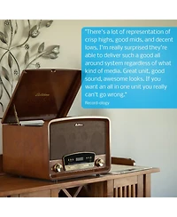 Electrohome Kingston 7-in-1 Vintage Vinyl Record Player Stereo System with 3-Speed Turntable, Bluetooth, Am/Fm Radio, Cd, Aux In, Rca/Headphone Out