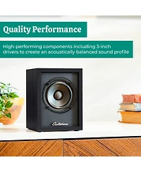 Electrohome Montrose Wireless Upgradable Vinyl Record Player, with Huntley, Powered Bluetooth Bookshelf Speakers, 3" Driver, for Natural Acoustic