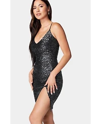 Bebe Women's High Slit Sequin Dress