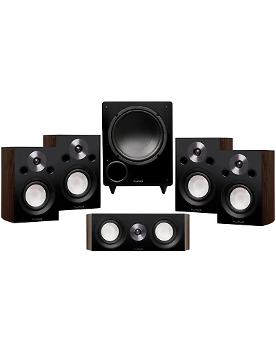 Fluance Reference Compact Surround Sound Home Theater 5.1 Channel Speaker System including 2-Way Bookshelf, Center Channel, Rear Surround Speakers and