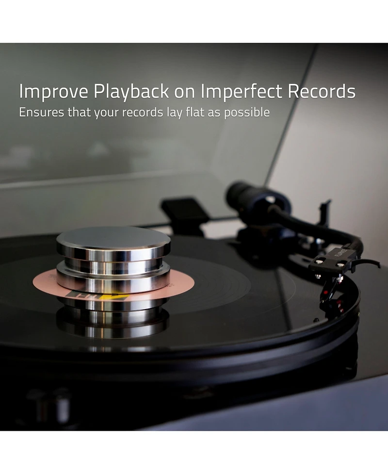 Fluance HiFi Vinyl Record Weight Stabilizer High Mass 760 gram Steel Lp Disc Turntable Accessory with Protective Velvet Pad for Vibration Damping (RW0