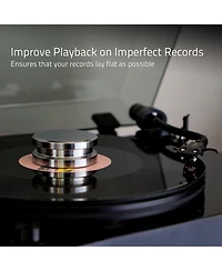 Fluance HiFi Vinyl Record Weight Stabilizer High Mass 760 gram Steel Lp Disc Turntable Accessory with Protective Velvet Pad for Vibration Damping (RW0