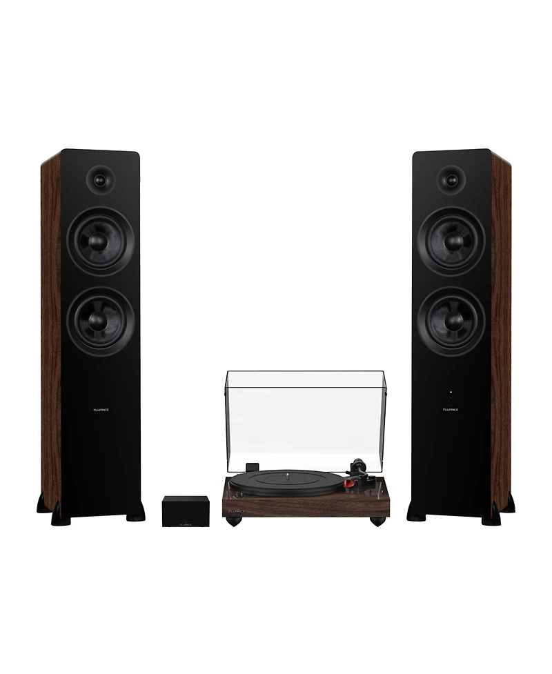 Fluance RT84 Reference High Fidelity Vinyl Turntable (Piano Black), PA10 Phono Preamp and Ai81 Powered Floorstanding Speakers (Black Ash), Ortofon 2M
