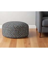Round Floral Motif Cotton Pouf Ottoman – Decorative Accent
