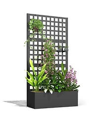 Outsunny Metal Planter Box with Trellis, Drain Holes, 35"x16"x70",