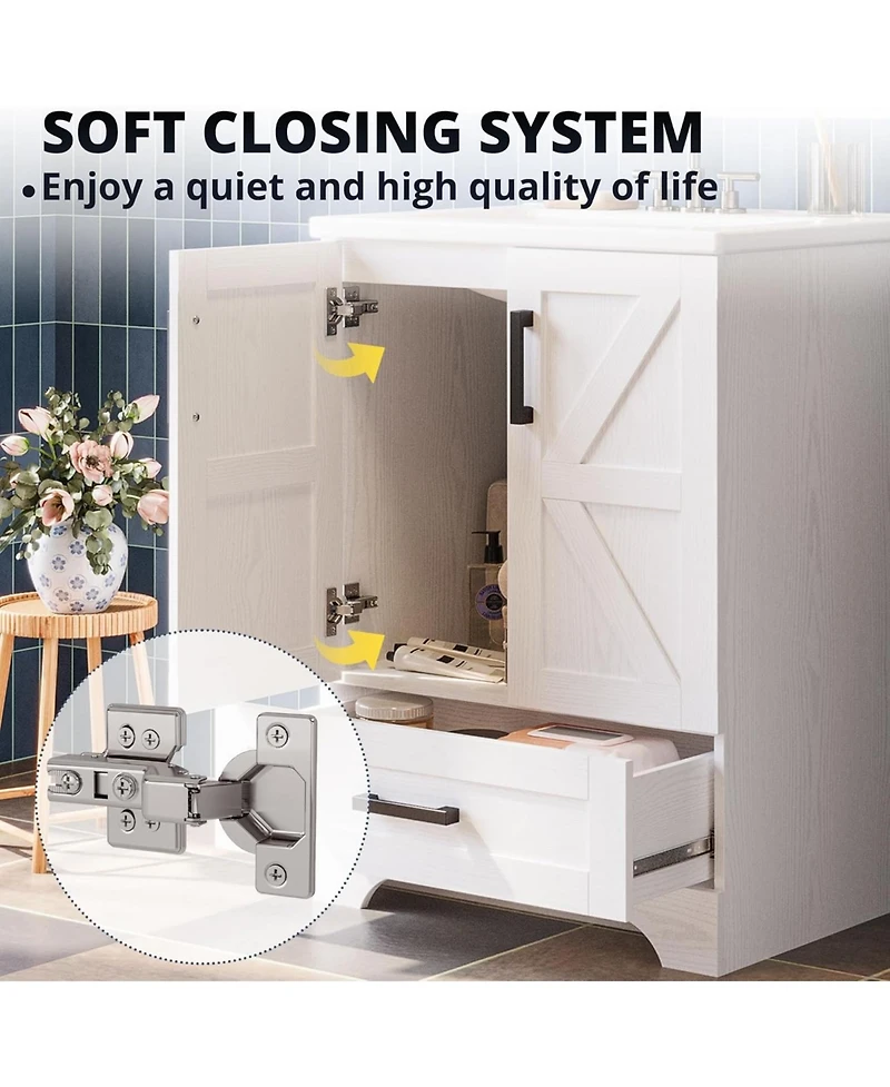 Bathroom Vanity with Sink, 24 Inch Farmhouse Bathroom Sink Cabinet
