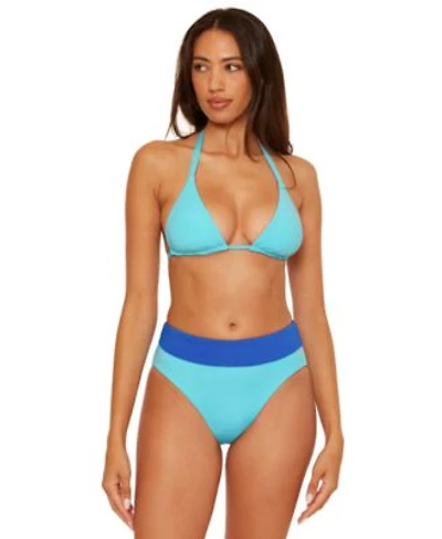 Becca Womens Color Code Reversible Triangle Bikini Top Color Code High Waist Reversible Bikini Bottoms