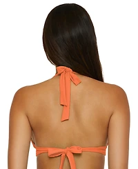 Becca Women's Modern Edge Rib-Knit Halter Bikini Top