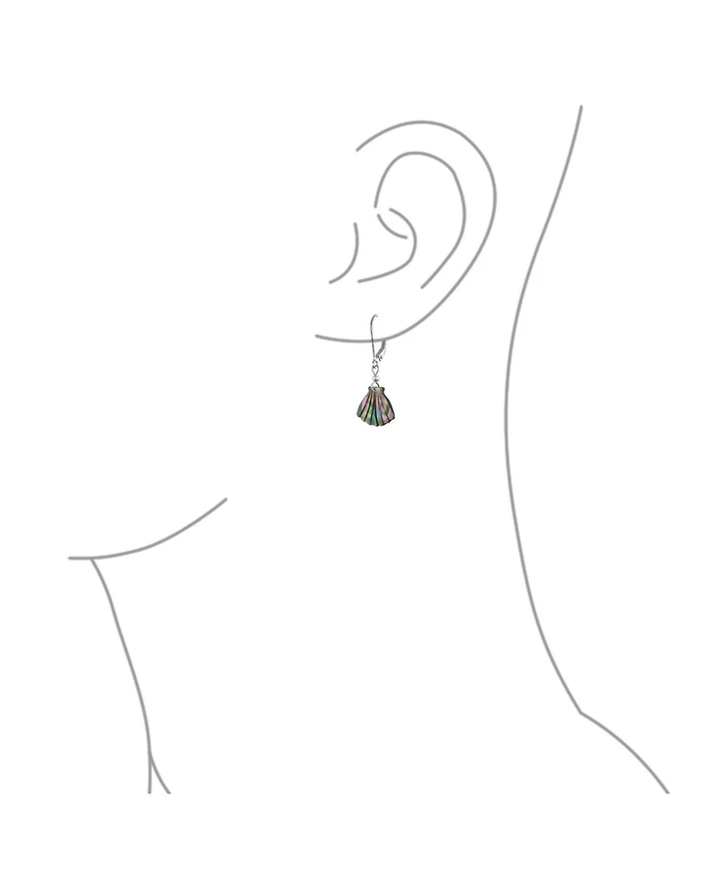 Bling Jewelry Rainbow Nautical Abalone Sea Shell Dangle Earrings in Sterling Silver