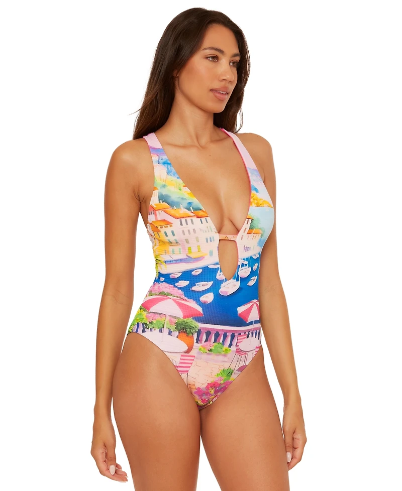 Becca Women's Positano Reversible Textured One-Piece Swimsuit