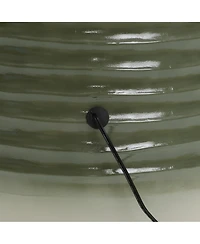 LuxenHome Emerald Ribbed Top with Ivory Bottom 19.88" Tall Resin Fountain with Lights