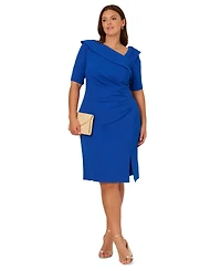 Adrianna Papell Plus Asymmetric-Neck Sheath Dress
