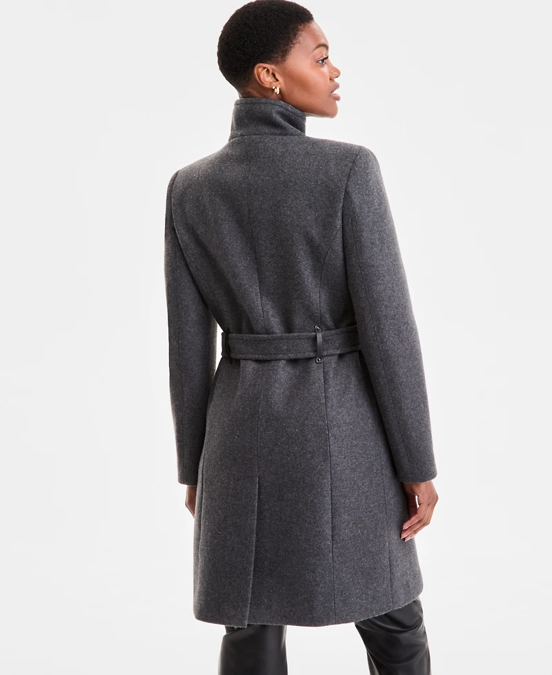 Dkny Women's Asymmetric Front-Zip Belted Coat, Exclusively at Macy's