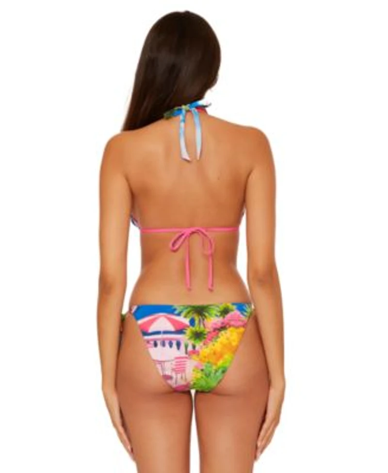 Becca Womens Positano Reversible Triangle Bikini Top Positano Reversible Side Tie Bikini Bottoms