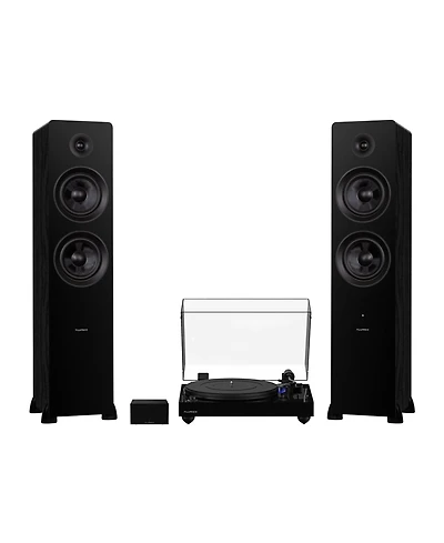 Fluance RT84 Reference High Fidelity Vinyl Turntable (Piano Black), PA10 Phono Preamp and Ai81 Powered Floorstanding Speakers (Black Ash), Ortofon 2M