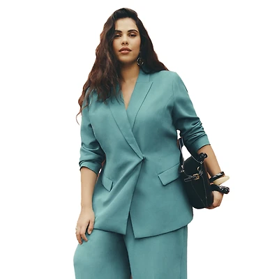 Eloquii Women's Tie Waist Soft Suiting Blazer