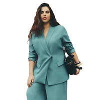 Eloquii Women's Tie Waist Soft Suiting Blazer