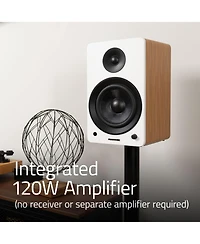 Fluance Ai61 Powered 2-Way 2.0 Stereo Bookshelf Speakers with Speaker Stands 6.5" Drivers 120W Amplifier for Turntable Bluetooth 5 Wireless Music