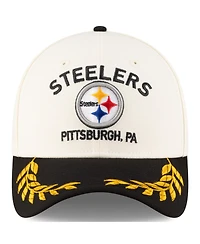 New Era Men's Cream/Black Pittsburgh Steelers 2025 Nfl Draft 39THIRTY Flex Hat