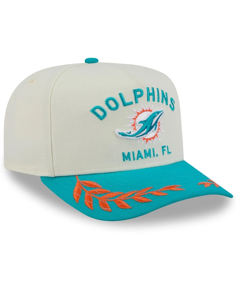 New Era Men's Cream/Aqua Miami Dolphins 2025 Nfl Draft A-Frame 9FIFTY Snapback Hat