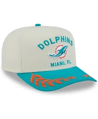 New Era Men's Cream/Aqua Miami Dolphins 2025 Nfl Draft A-Frame 9FIFTY Snapback Hat