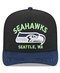 New Era Men's Black/ College Navy Seattle Seahawks 2025 Nfl Draft A-Frame 9FIFTY Snapback Hat