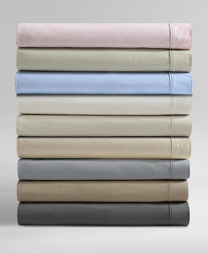 Closeout! Calvin Klein Washed 200-Thread Count Cotton 3-Pc. Sheet Set, Twin Xl