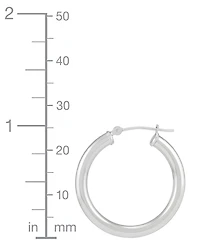 Italian Gold Polished Tube Small Hoop Earrings in 14k White Gold, 1"