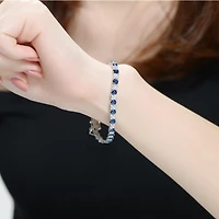 Sterling Silver White Gold Plated with Colored Cubic Zirconia Tennis Bracelet
