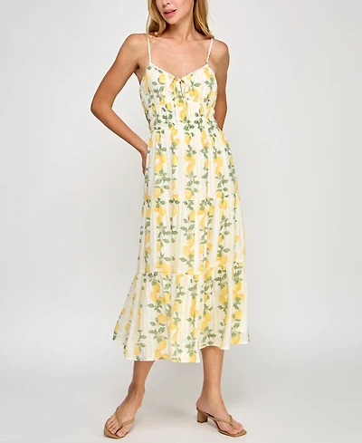 Trixxi Juniors' Lemon-Print Midi Dress