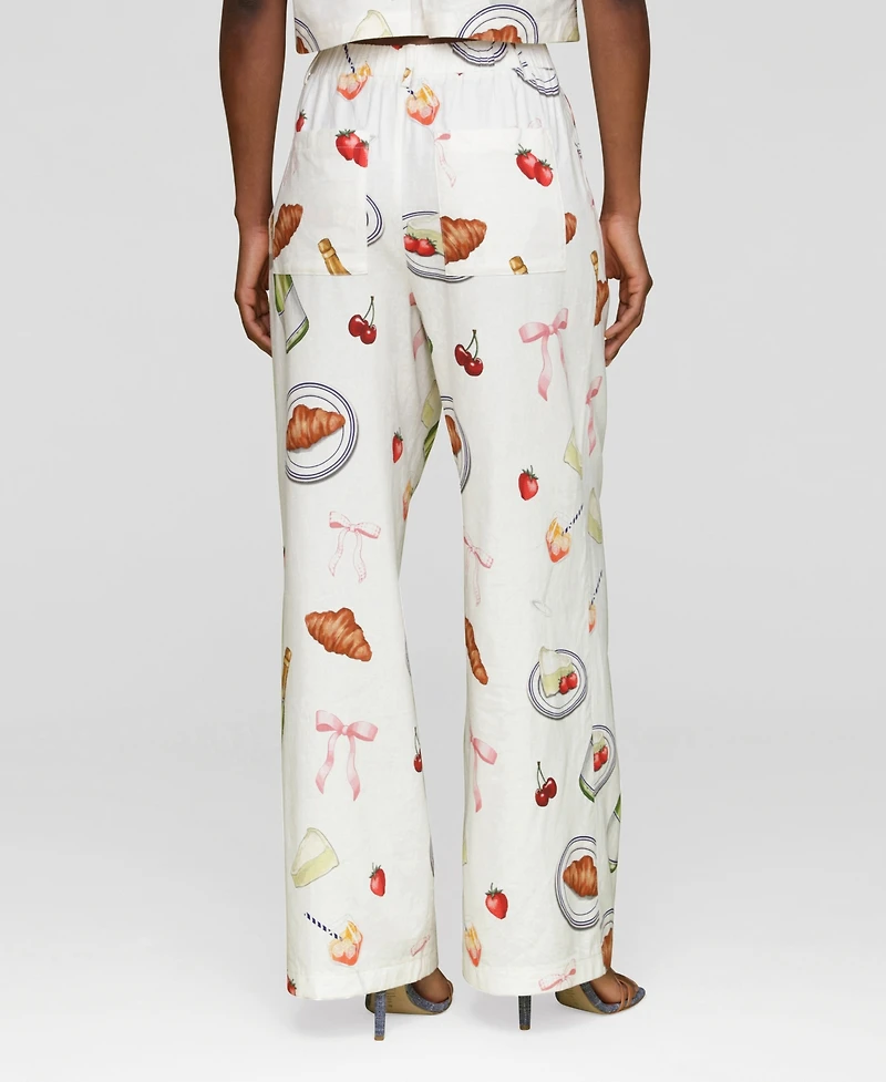 Avec Les Filles Women's Printed High-Rise Wide-Leg Pants