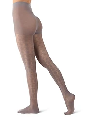 MeMoi Women's Textured Cotton Rich inverted Crochet Fashion Tights MTF08952