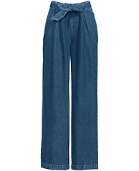Lands' End Women's High Ridge Twill Pull On Pleated Wide Leg Pants