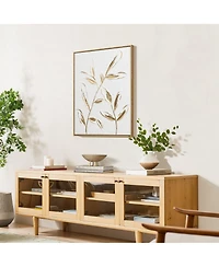 LuxenHome White with Gold Flower Canvas Framed Wall Decor