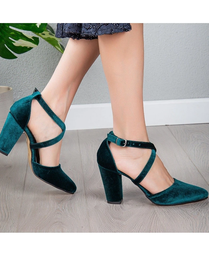 Sina Criss Cross High Block Heels