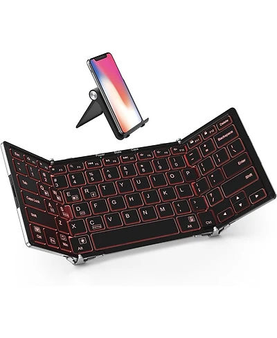 Backlit Foldable Keyboard, BK05 Wireless Folding Keyboard with Backlight, Portable Bluetooth Keyboard for Travel