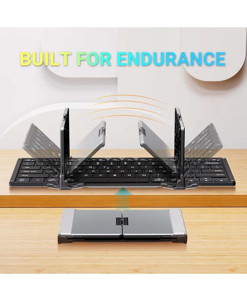 Foldable Bluetooth Keyboard, BK05S Folding Wireless Portable Keyboard, Pair Up to 4 Devices, Usb-c Rechargeable, Slim and Compact