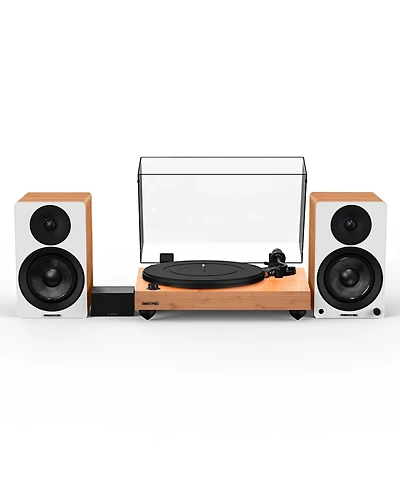Fluance Reference RT82 High Fidelity Vinyl Turntable with PA10 Phono Preamp and Ai41 Powered 5" Bookshelf Speakers, Ortofon OM10 Cartridge, 90W C