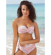 Lascana Women's Zebra Print Bandeau Bikini Swimsuit Top Bra Sizing