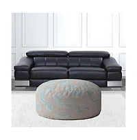 Canvas Round Animal Print Pouf Ottoman – Stylish and Versatile
