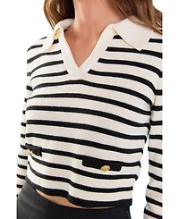 endless rose Women's Striped Knit collared Sweater