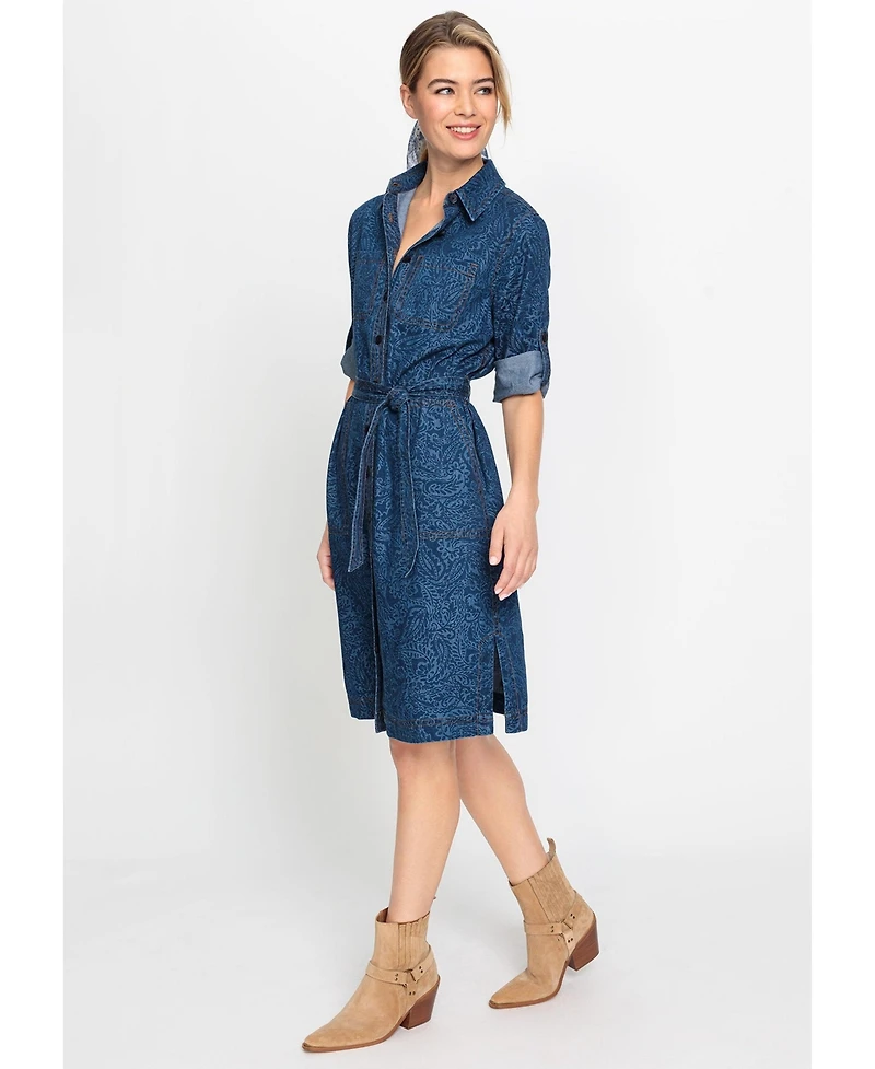 Olsen Women's Paisley Denim Shirt Dress