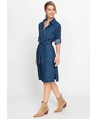 Olsen Women's Paisley Denim Shirt Dress