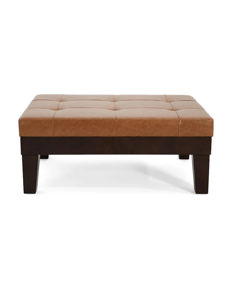 Upholstered Ottoman with Drawer and Tapered Legs Modern Rectangular Storage Bench for Living Room or Bedroom Coffee Table Alternative-The Pop Home