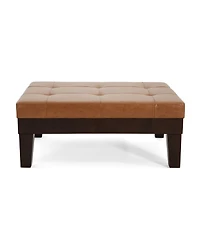 Upholstered Ottoman with Drawer and Tapered Legs Modern Rectangular Storage Bench for Living Room or Bedroom Coffee Table Alternative-The Pop Home