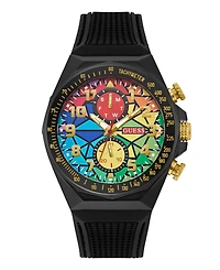 Guess Men's Multi-Function Black Silicone Strap Watch