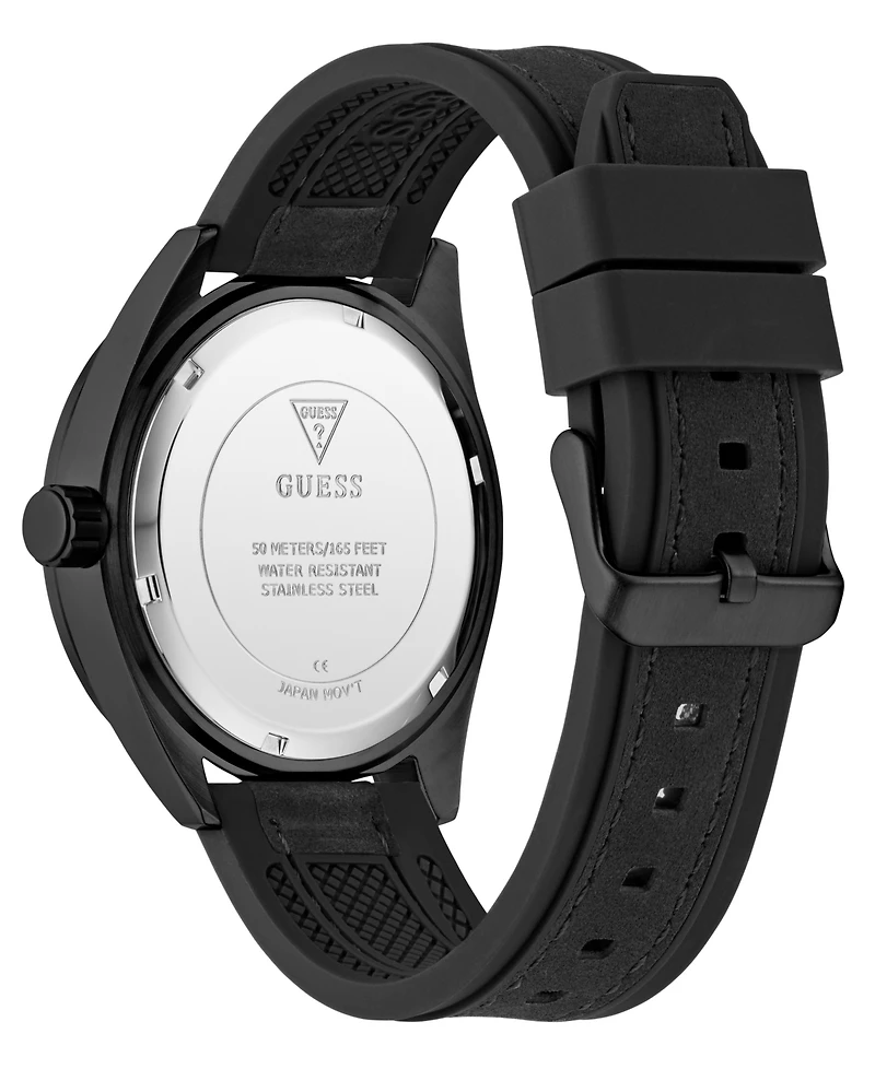Guess Men's Multifunction Black Silicone Watch, 44mm