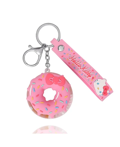 Hello Kitty Donut Keychain with Pink Strap and Sprinkles