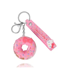 Hello Kitty Donut Keychain with Pink Strap and Sprinkles