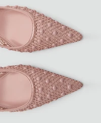 Mango Women's Mesh Decorative Ball Heel Shoes
